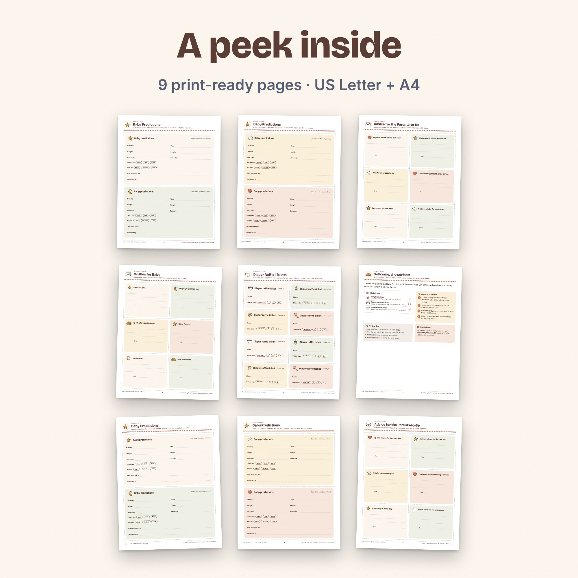 Baby Predictions & Advice Cards, preview 4 of 4 (opens full size)