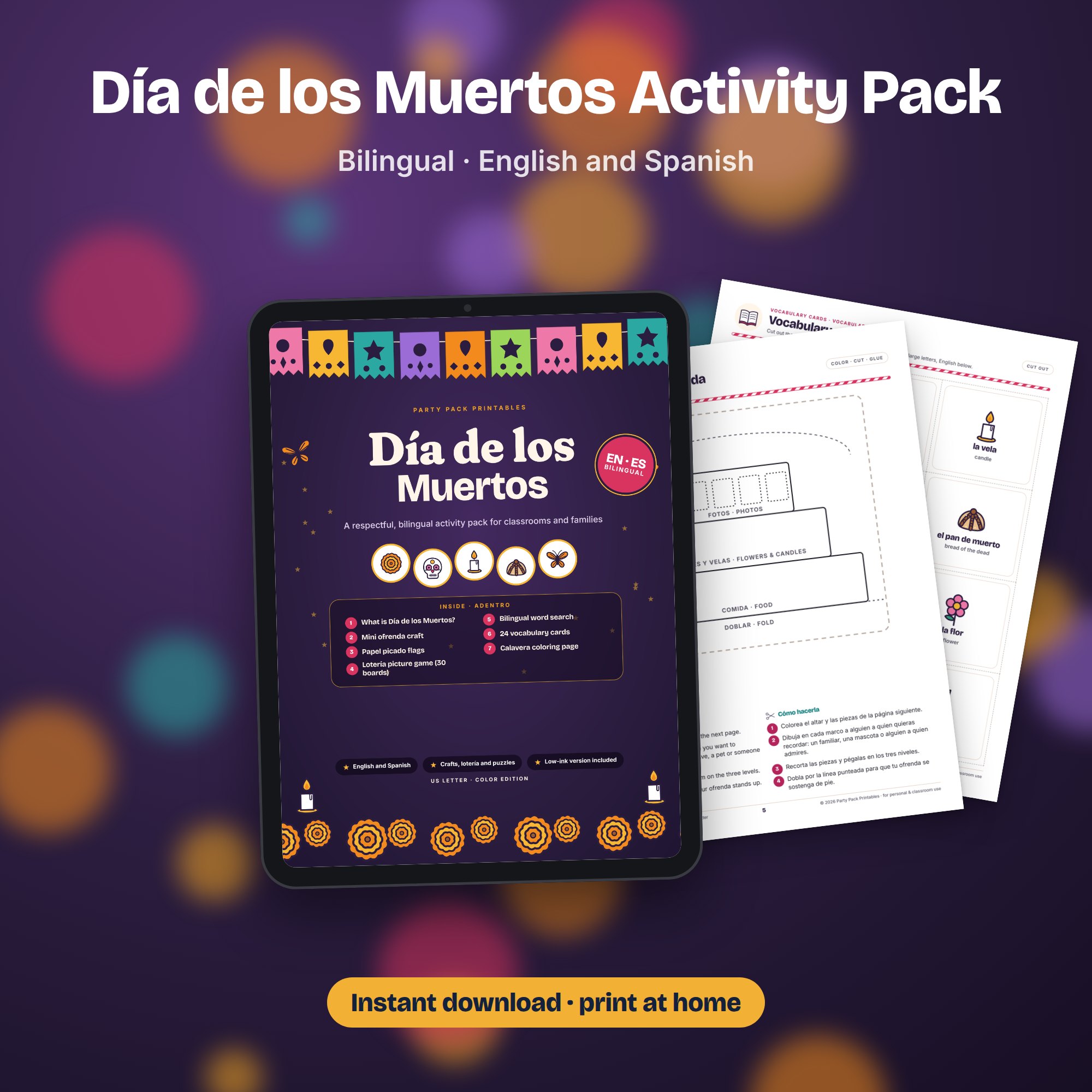 Día de los Muertos Bilingual Activity Pack, preview 4 of 4 (opens full size)